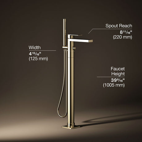 Parallel® Floor-mount bath filler trim with handshower