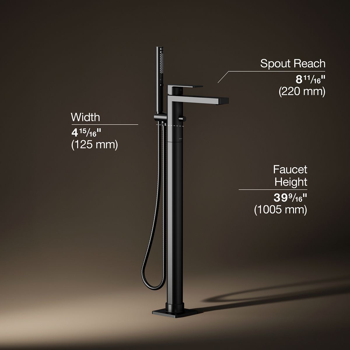 Parallel® Floor-mount bath filler trim with handshower