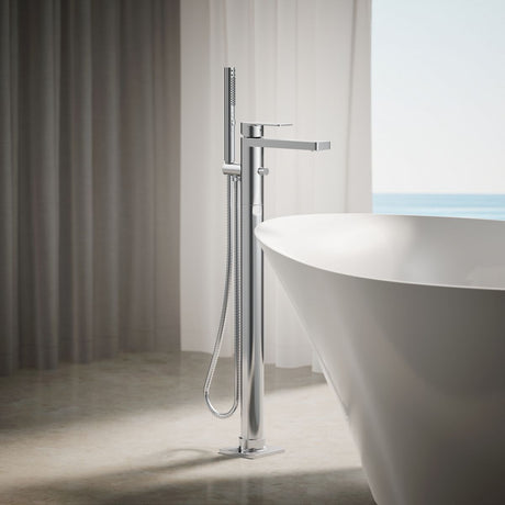 Parallel® Floor-mount bath filler trim with handshower
