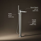 Parallel® Floor-mount bath filler trim with handshower