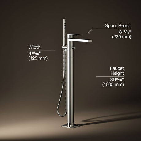 Parallel® Floor-mount bath filler trim with handshower