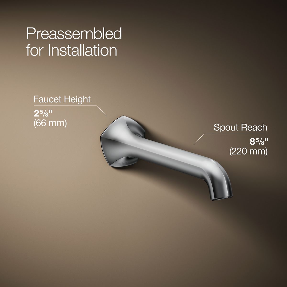 Occasion® Wall-mount bathroom sink faucet spout with Straight design, 1.2 gpm