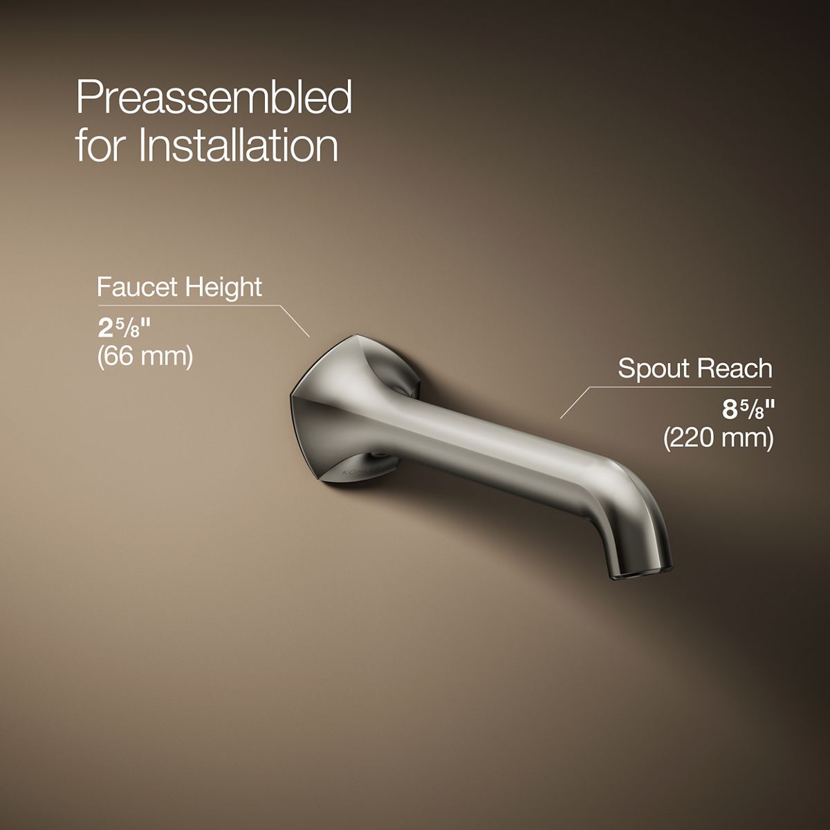 Occasion® Wall-mount bathroom sink faucet spout with Straight design, 1.2 gpm