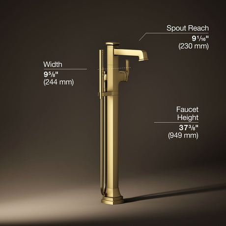 Riff® Floor-mount bath filler trim with handshower
