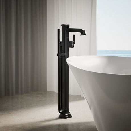 Riff® Floor-mount bath filler trim with handshower