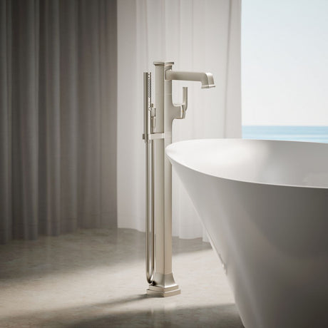 Riff® Floor-mount bath filler trim with handshower