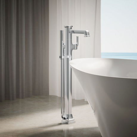Riff® Floor-mount bath filler trim with handshower