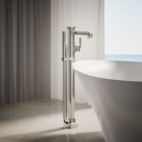 Riff® Floor-mount bath filler trim with handshower