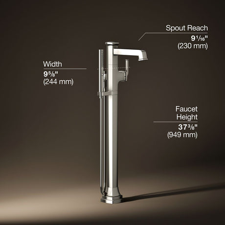 Riff® Floor-mount bath filler trim with handshower