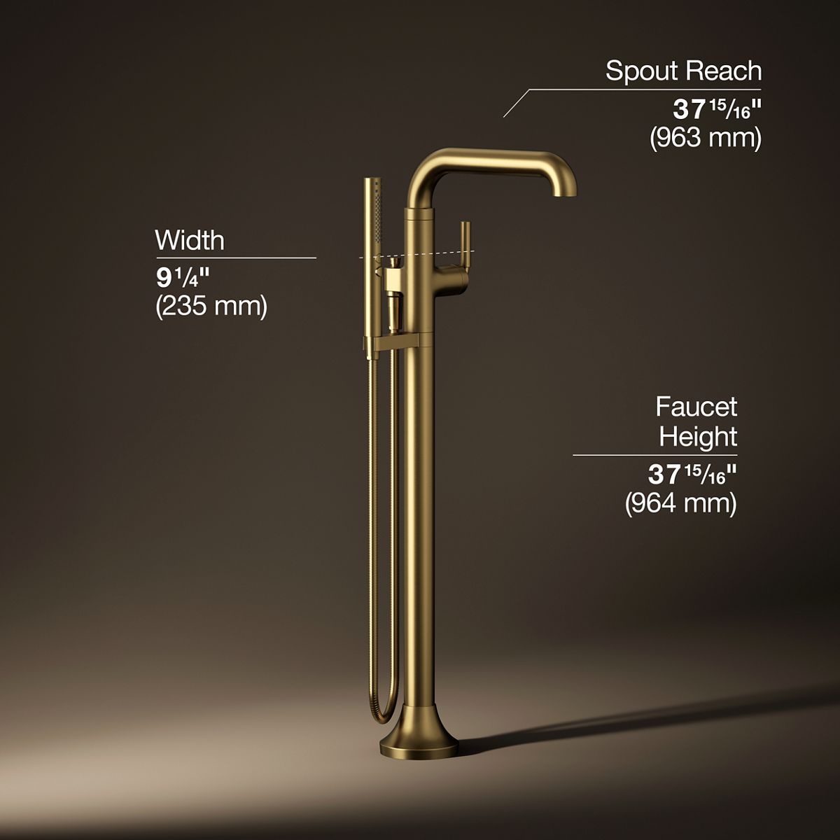 Tone™ Floor-mount bath filler trim with handshower