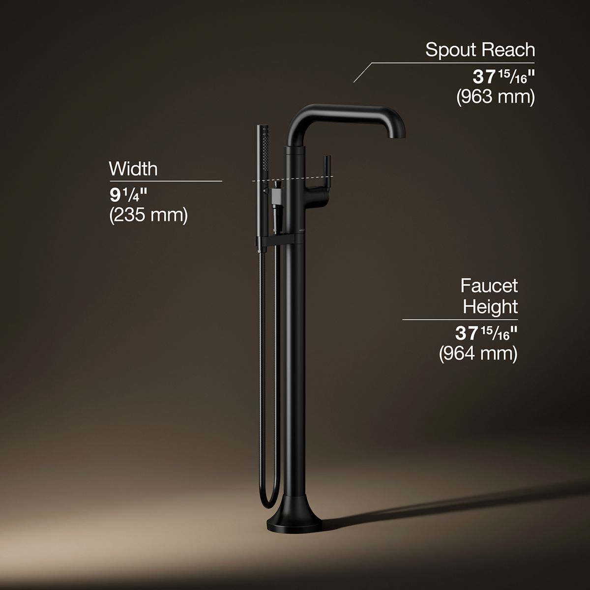 Tone™ Floor-mount bath filler trim with handshower
