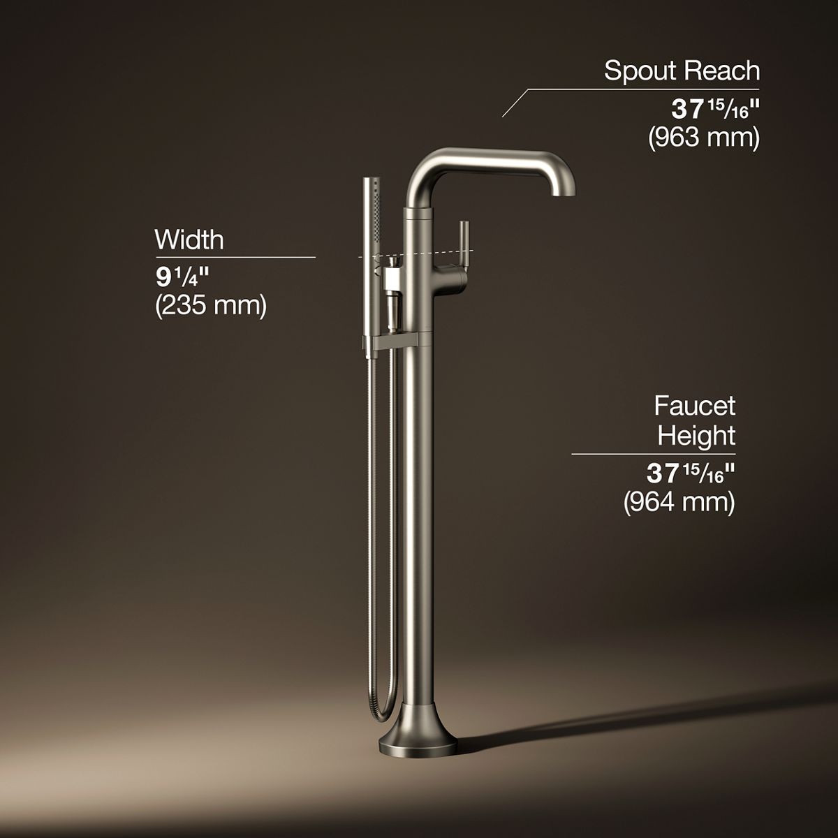 Tone™ Floor-mount bath filler trim with handshower