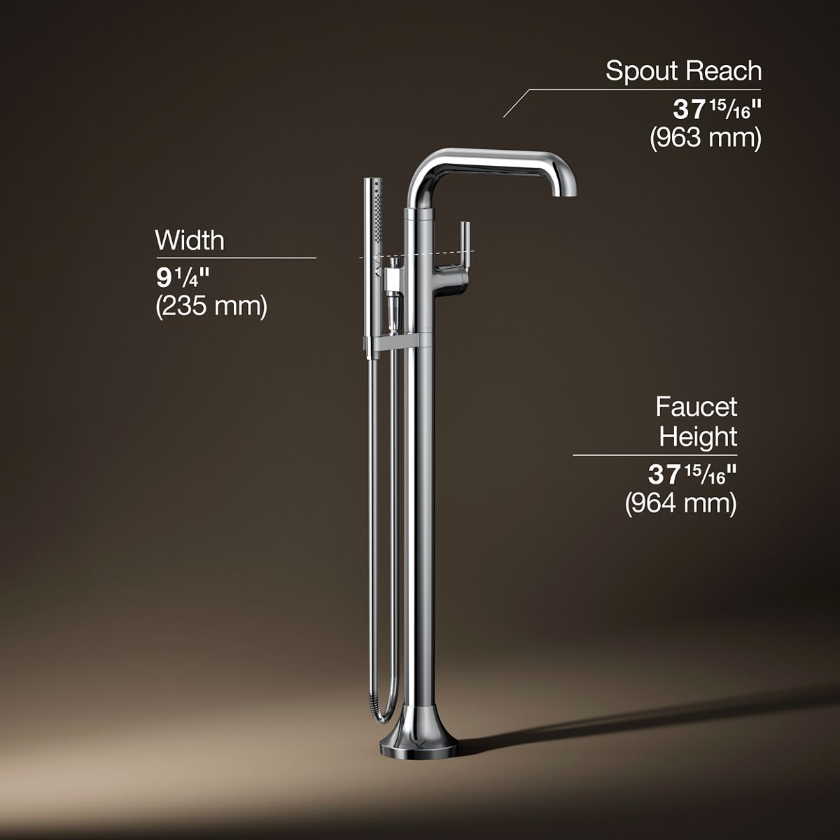 Tone™ Floor-mount bath filler trim with handshower