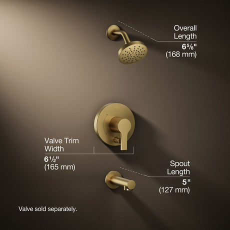 Elate® Rite-Temp® bath and shower trim kit with push-button diverter, 2.5 gpm
