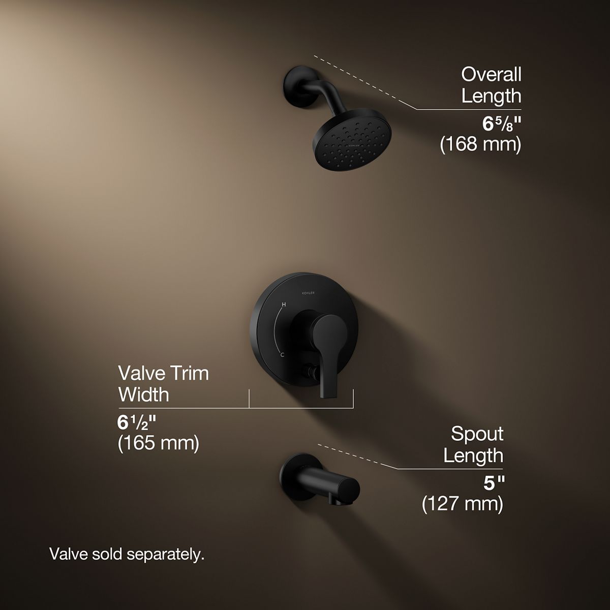 Elate® Rite-Temp® bath and shower trim kit with push-button diverter, 2.5 gpm