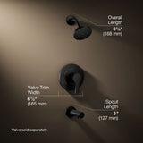 Elate® Rite-Temp® bath and shower trim kit with push-button diverter, 2.5 gpm