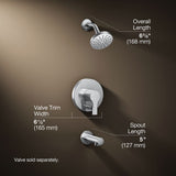 Elate® Rite-Temp® bath and shower trim kit with push-button diverter, 2.5 gpm