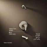 Pitch® Rite-Temp® bath and shower trim kit with push-button diverter, without showerhead
