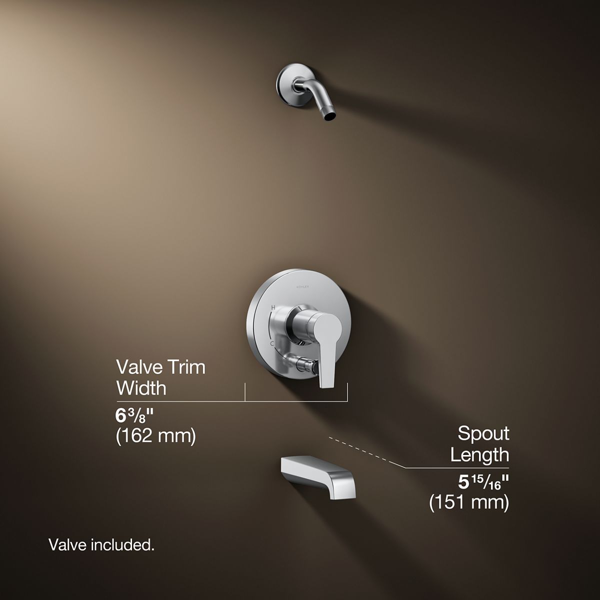 Pitch® Rite-Temp® bath and shower trim kit with push-button diverter, without showerhead