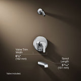 Pitch® Rite-Temp® bath and shower trim kit with push-button diverter, without showerhead