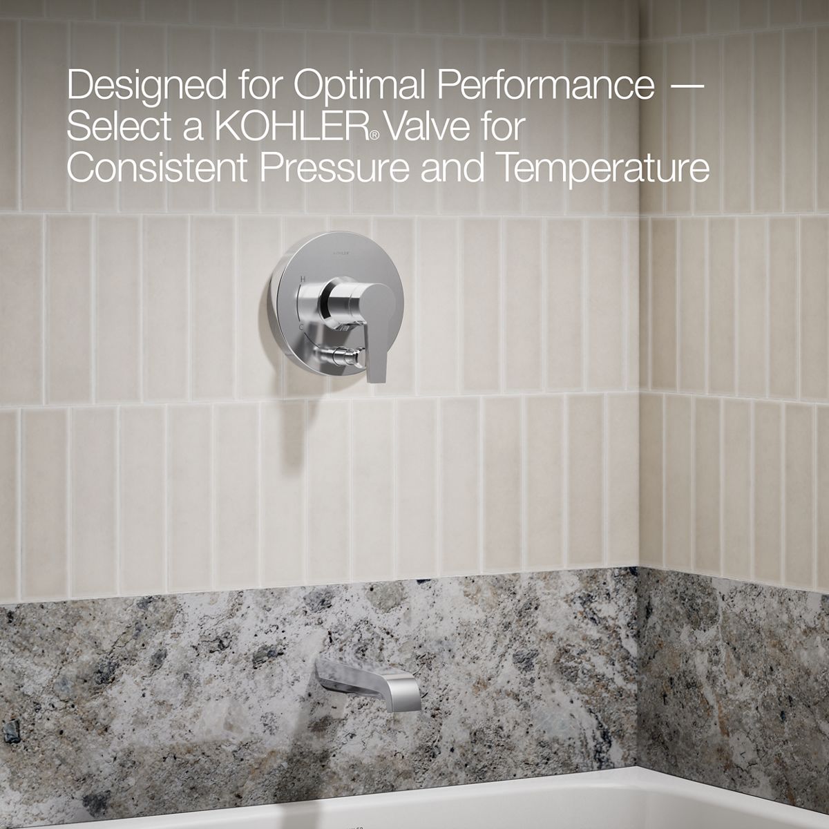 Pitch® Rite-Temp® bath and shower trim kit with push-button diverter and lever handle, 2.5 gpm