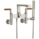 Frank Lloyd Wright Bath Collection by Brizo Two-Handle Tub Filler Trim Kit with Lever Handles Wall Mount Tub Filler Unions