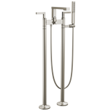 Frank Lloyd Wright Bath Collection by Brizo Two-Handle Tub Filler Trim Kit with Lever Handles Floor Mount Tub Filler Unions