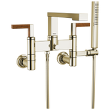 Frank Lloyd Wright Bath Collection by Brizo Two-Handle Tub Filler Trim Kit with Lever Handles Wall Mount Tub Filler Unions