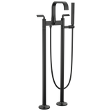 Allaria Two-Handle Tub Filler Trim Kit with Twist Lever Handles Floor Mount Tub Filler Unions