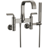 Allaria Two-Handle Tub Filler Trim Kit with Twist Lever Handles Wall Mount Tub Filler Unions