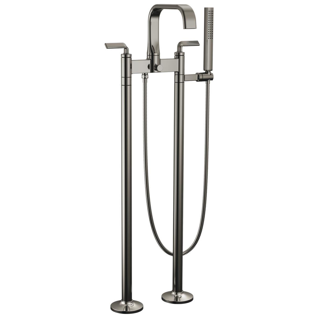 Allaria Two-Handle Tub Filler Trim Kit with Twist Lever Handles Floor Mount Tub Filler Unions