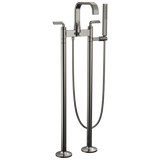 Allaria Two-Handle Tub Filler Trim Kit with Twist Lever Handles Floor Mount Tub Filler Unions