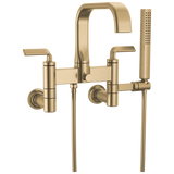 Allaria Two-Handle Tub Filler Trim Kit with Twist Lever Handles Wall Mount Tub Filler Unions