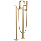 Allaria Two-Handle Tub Filler Trim Kit with Twist Lever Handles Floor Mount Tub Filler Unions