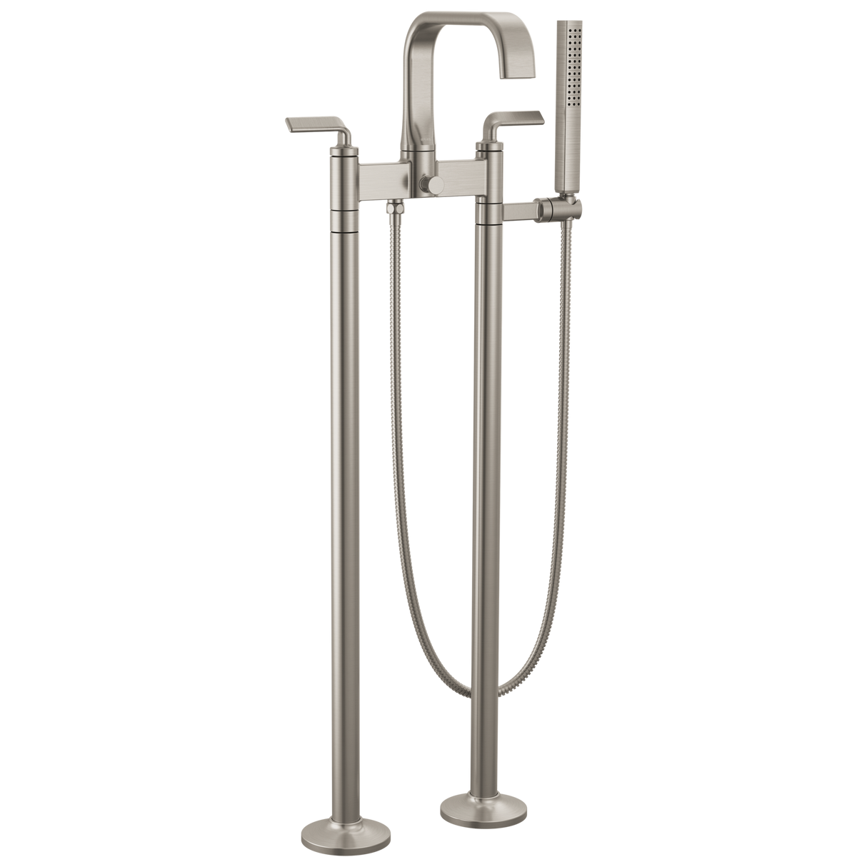 Allaria Two-Handle Tub Filler Trim Kit with Twist Lever Handles Floor Mount Tub Filler Unions