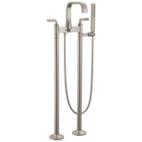 Allaria Two-Handle Tub Filler Trim Kit with Twist Lever Handles Floor Mount Tub Filler Unions