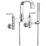 Allaria Two-Handle Tub Filler Trim Kit with Twist Lever Handles Wall Mount Tub Filler Unions