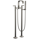 Allaria Two-Handle Tub Filler Trim Kit with Lever Handles Floor Mount Tub Filler Unions