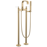 Allaria Two-Handle Tub Filler Trim Kit with Lever Handles Floor Mount Tub Filler Unions