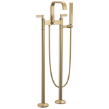 Allaria Two-Handle Tub Filler Trim Kit with Lever Handles Floor Mount Tub Filler Unions