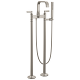 Allaria Two-Handle Tub Filler Trim Kit with Lever Handles Floor Mount Tub Filler Unions