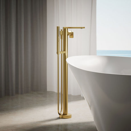 Composed® Floor-mount bath filler trim with handshower