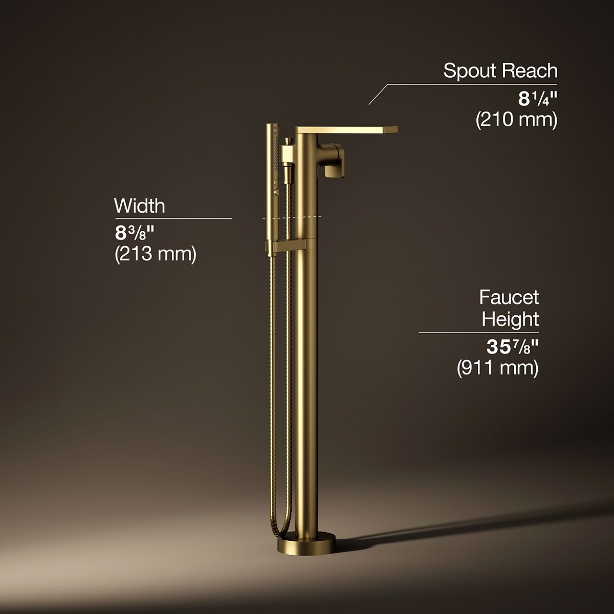 Composed® Floor-mount bath filler trim with handshower