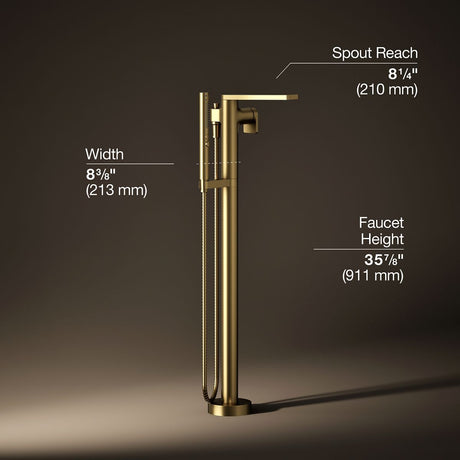 Composed® Floor-mount bath filler trim with handshower