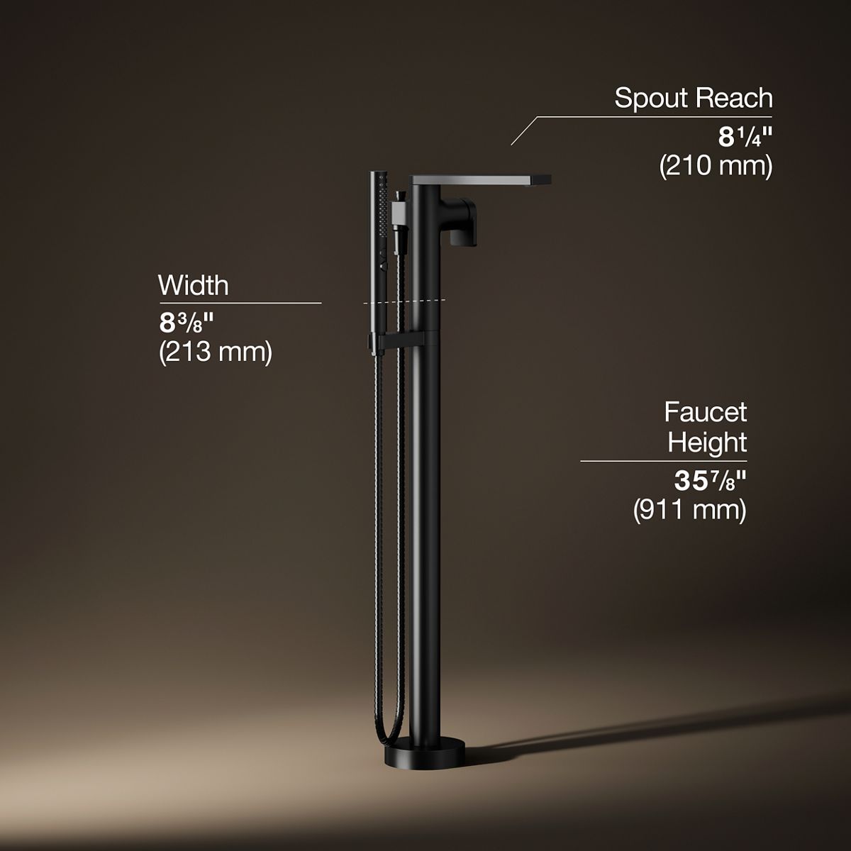 Composed® Floor-mount bath filler trim with handshower