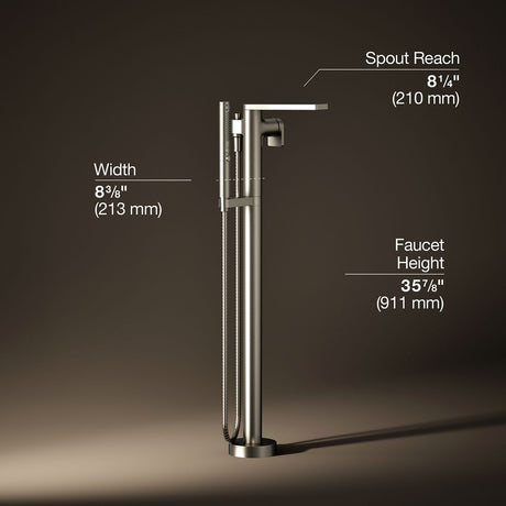 Composed® Floor-mount bath filler trim with handshower