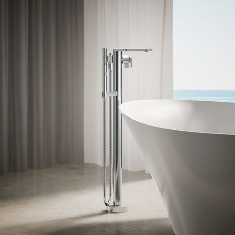 Composed® Floor-mount bath filler trim with handshower