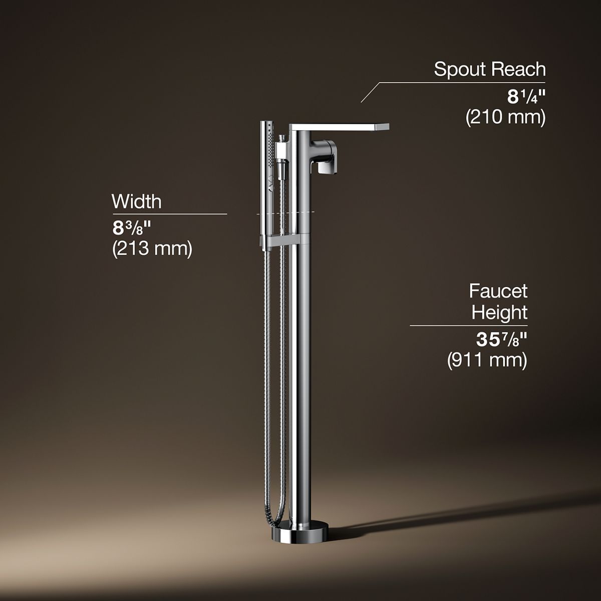 Composed® Floor-mount bath filler trim with handshower