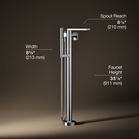 Composed® Floor-mount bath filler trim with handshower