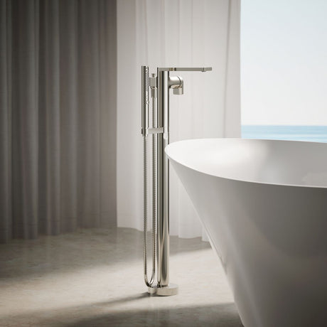 Composed® Floor-mount bath filler trim with handshower